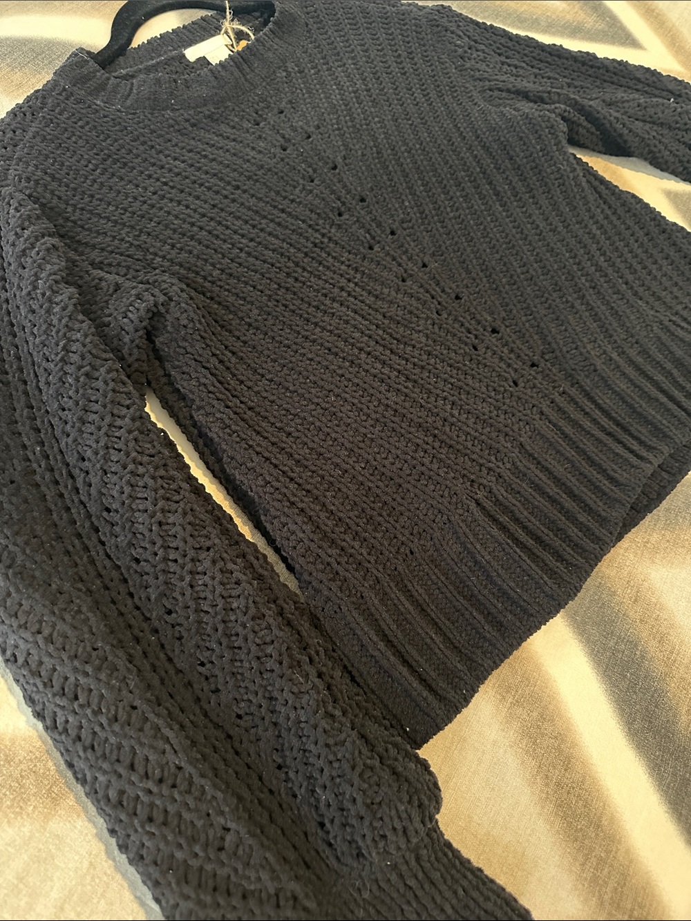 H&M Black Cable Knit Crewneck Sweater